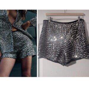 Zara Silver Sequin Party Shorts